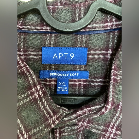 APT. 9 XXL Flannel grey red and white striped - Picture 2 of 5